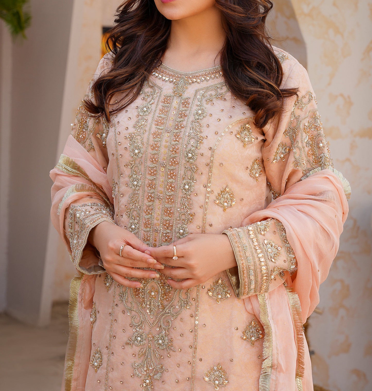WOMEN'S PRET MEHRUNNISA | N-274 | Peach