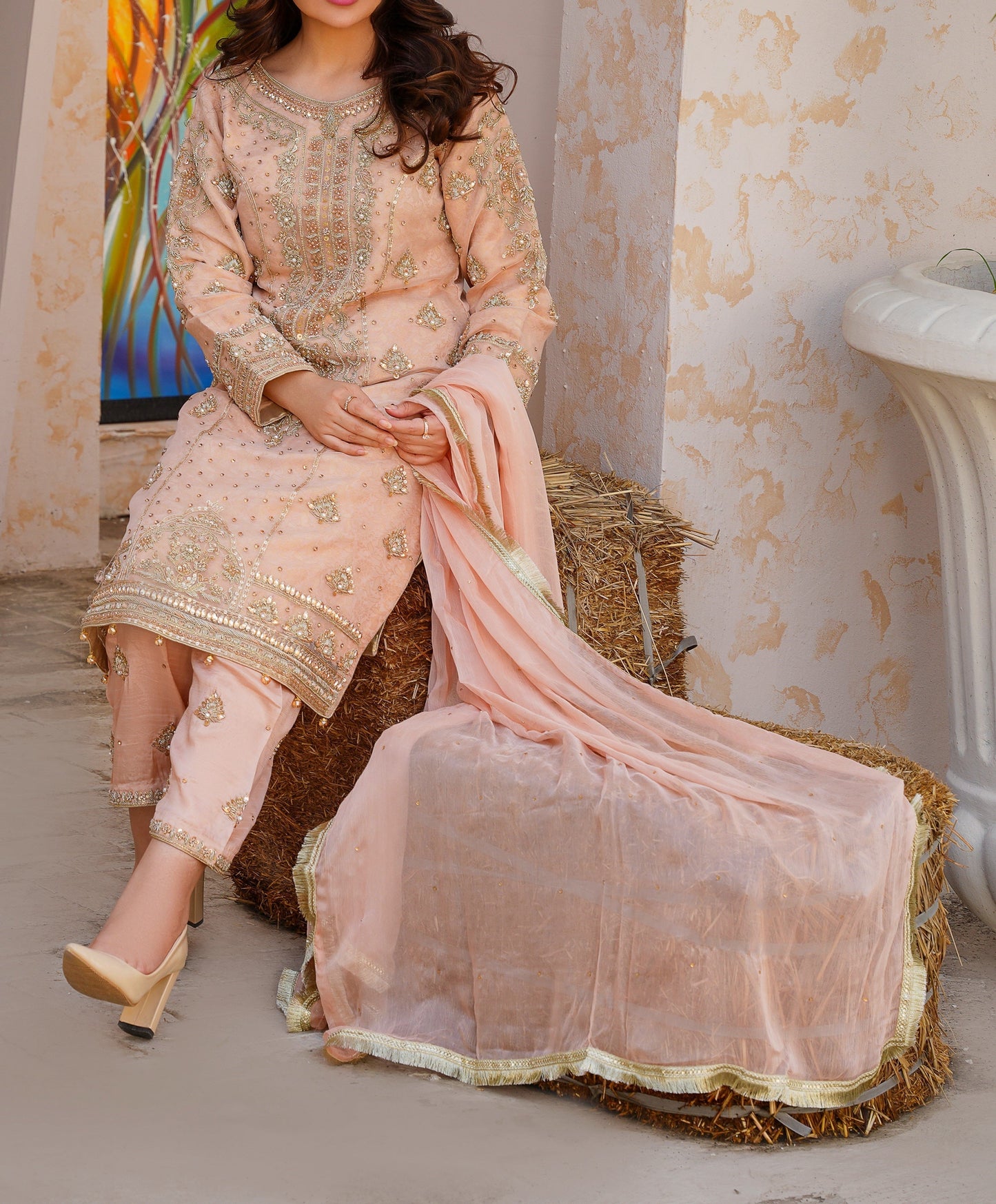 WOMEN'S PRET MEHRUNNISA | N-274 | Peach