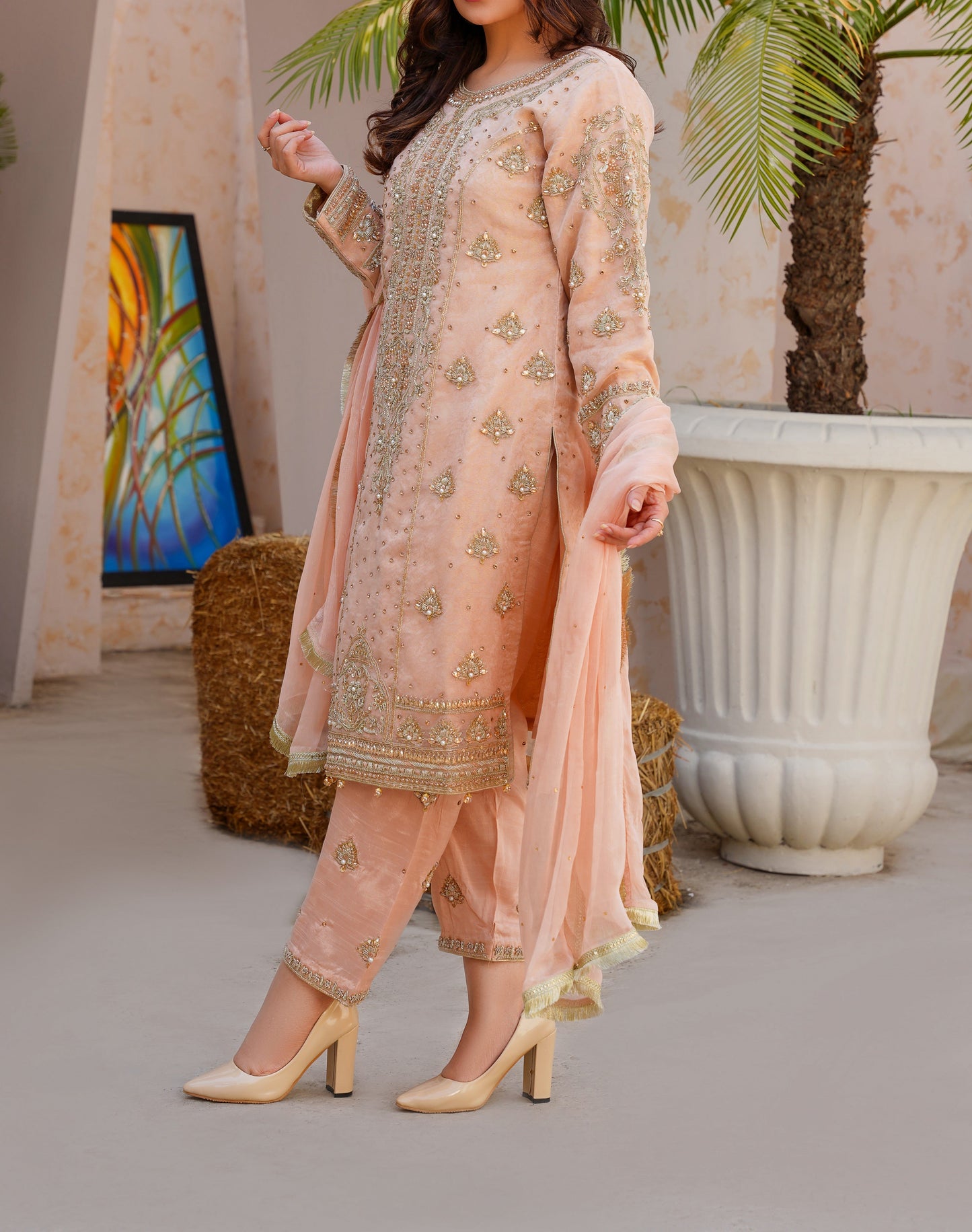 WOMEN'S PRET MEHRUNNISA | N-274 | Peach